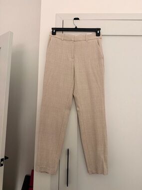 H&M Beige Textured Tailored Trousers